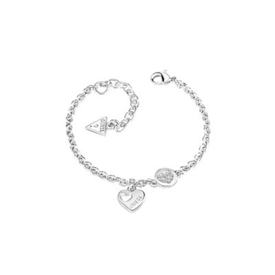 Rhodium plated sparkle heart chain bracelet ubb82057-l